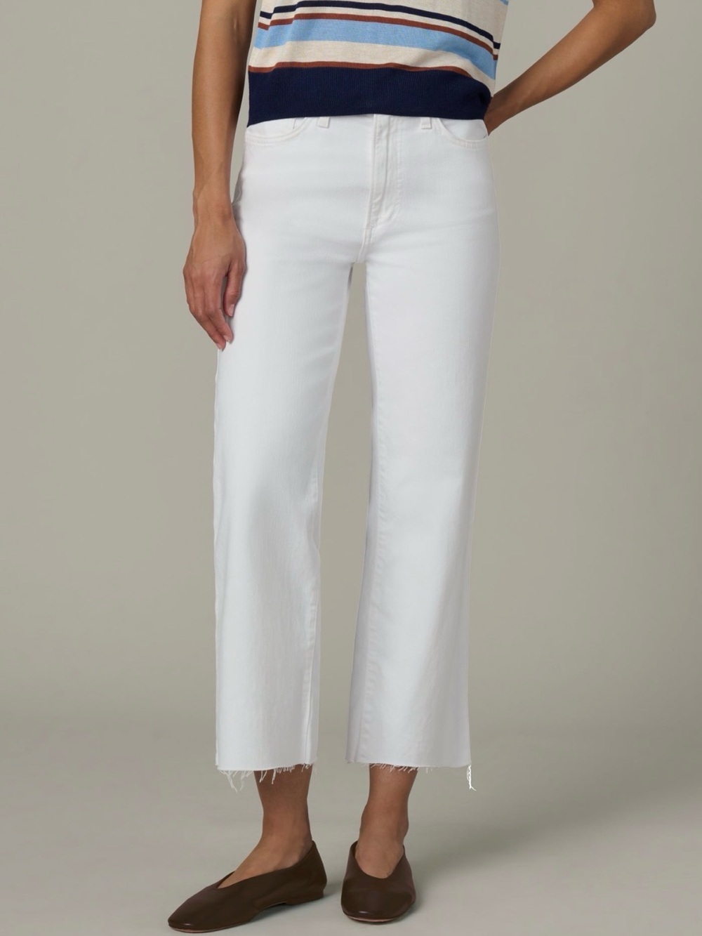 Joe’s Jeans The Blake White High Rise Wide Leg Raw Hem Jeans Size 31
